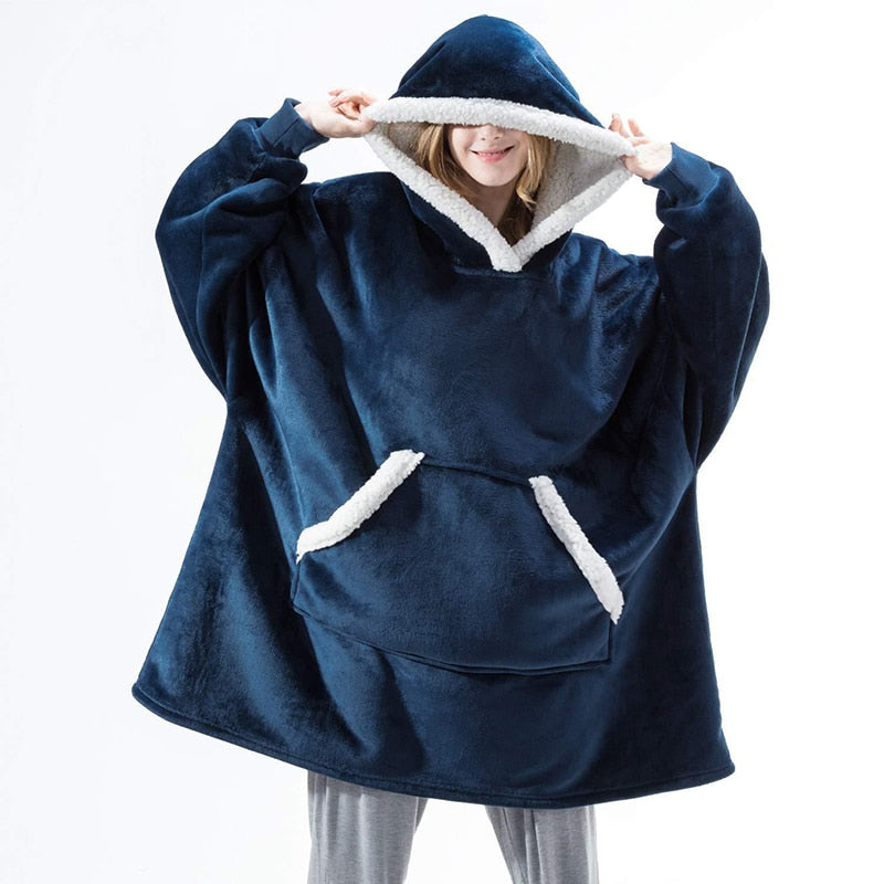 Oversized Wearable Blanket Hoodie with Pocket – Soft Fleece Throw for Couch & Bed – One Size Adults & Teens | Thomler