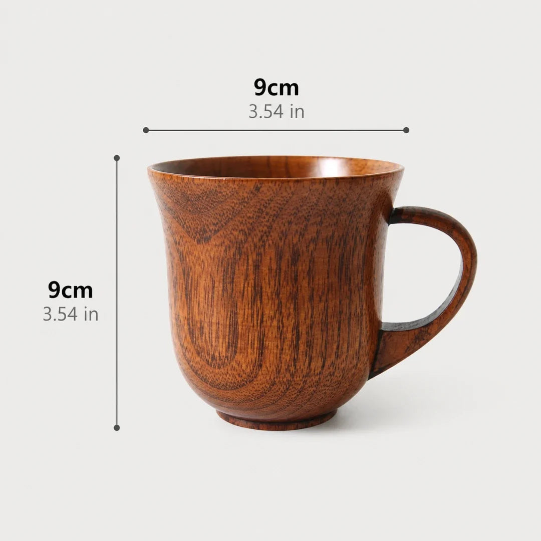 Handcrafted Solid Wood Coffee Mug with Natural Grain Finish – Heat-Insulated & Lightweight for Daily Use | Thomler