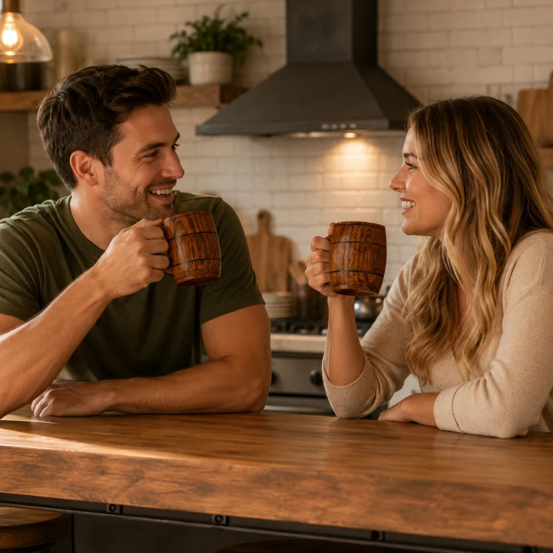 Handcrafted Solid Wood Coffee Mug with Natural Grain Finish – Heat-Insulated & Lightweight for Daily Use | Thomler