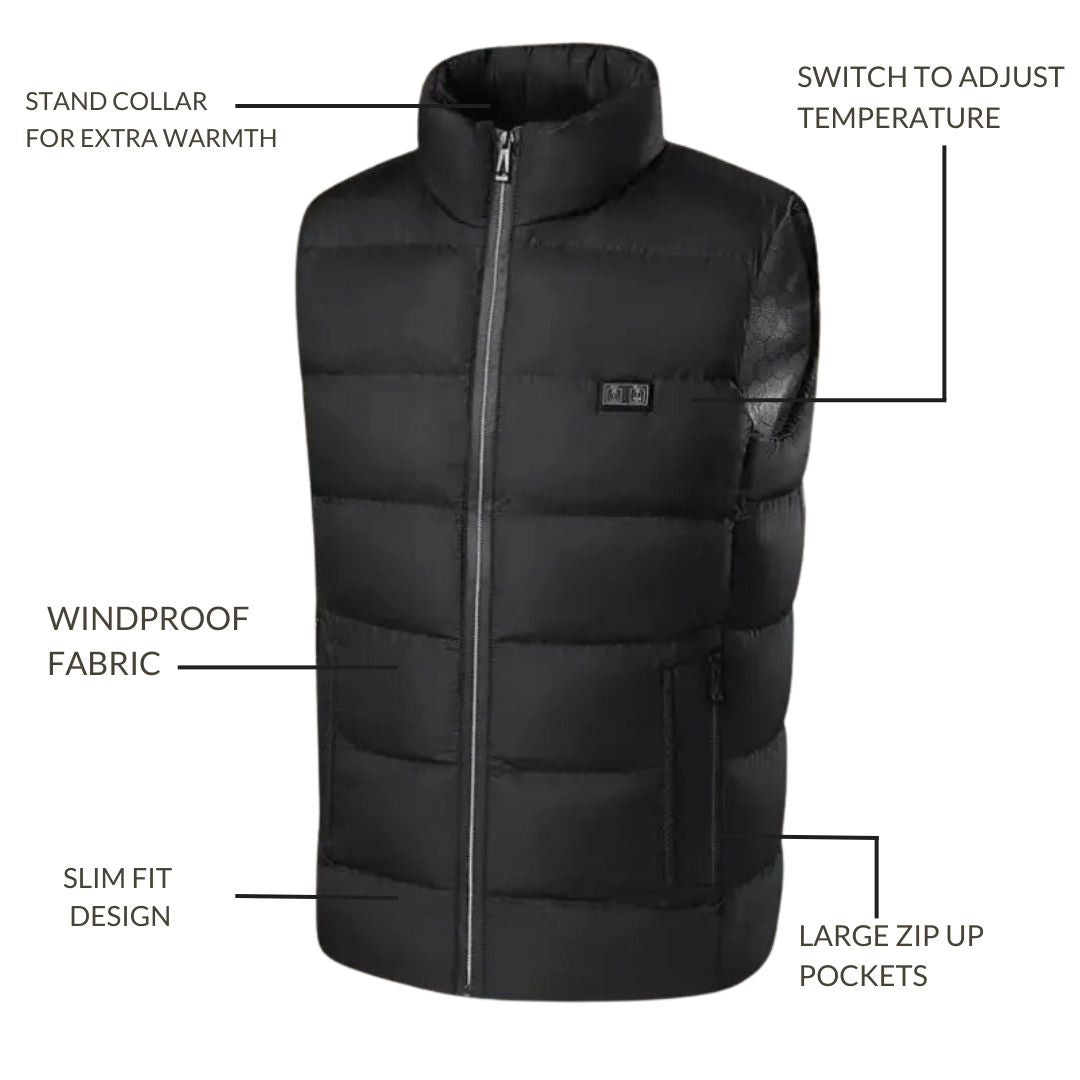 USB Heated Vest with 3-Level Temperature Control – Rechargeable Warming Gilet for Men & Women | Thomler