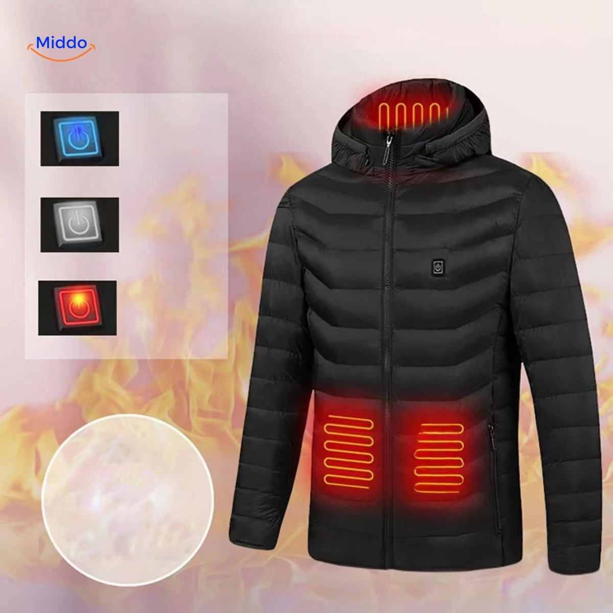 USB Heated Jacket with Tailored Silhouette and Zipper Design for Cold Weather Wear | Thomler