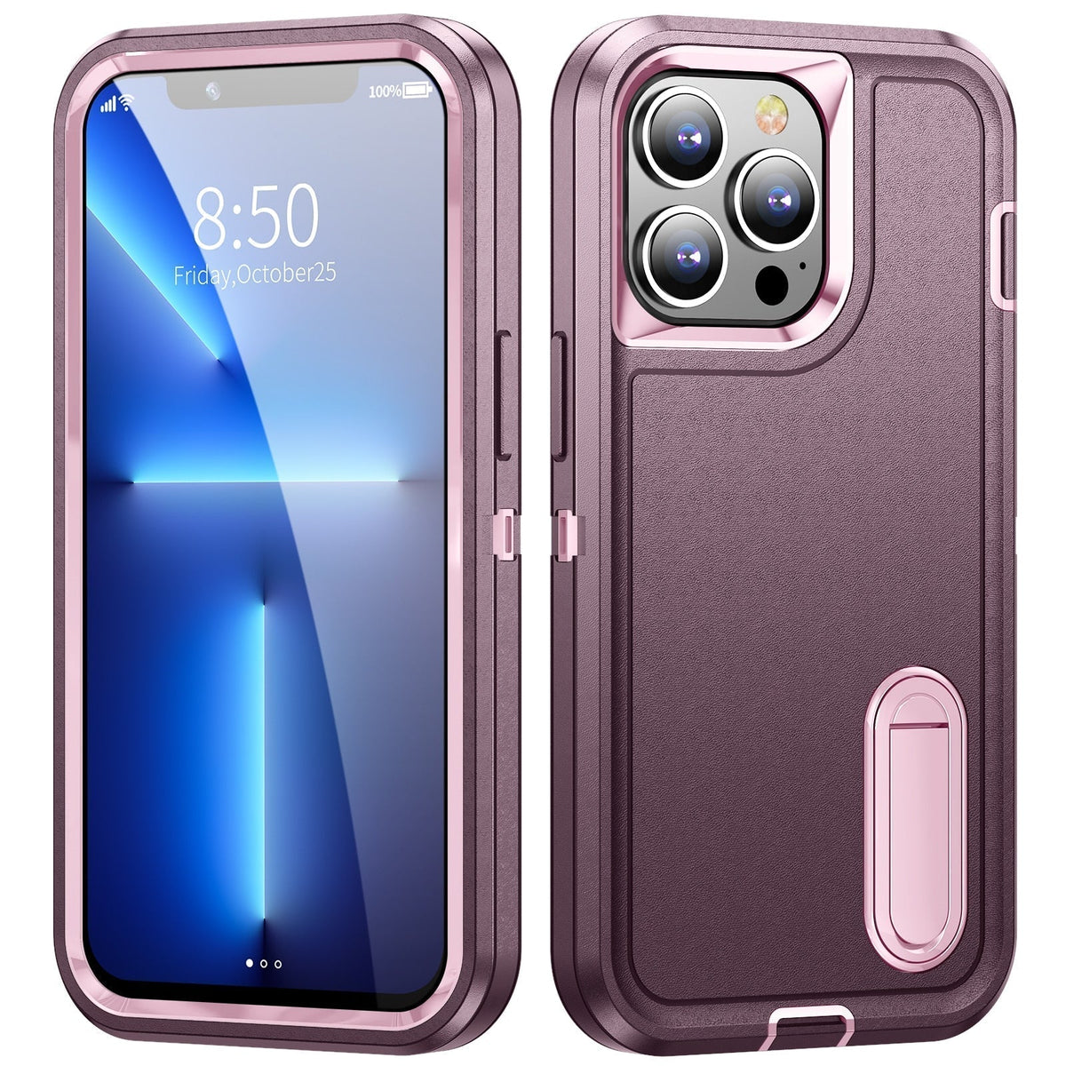 Rugged iPhone Case with Kickstand & Reinforced Corners for 14-17 Series | Drop Protection Armor Cover | Thomler