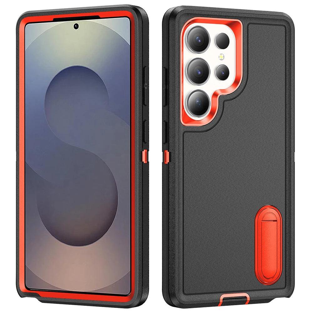 Rugged Armor Phone Case for Samsung Galaxy with Built-In Kickstand & Camera Protection | Military Grade Impact Resistant Cover | Thomler