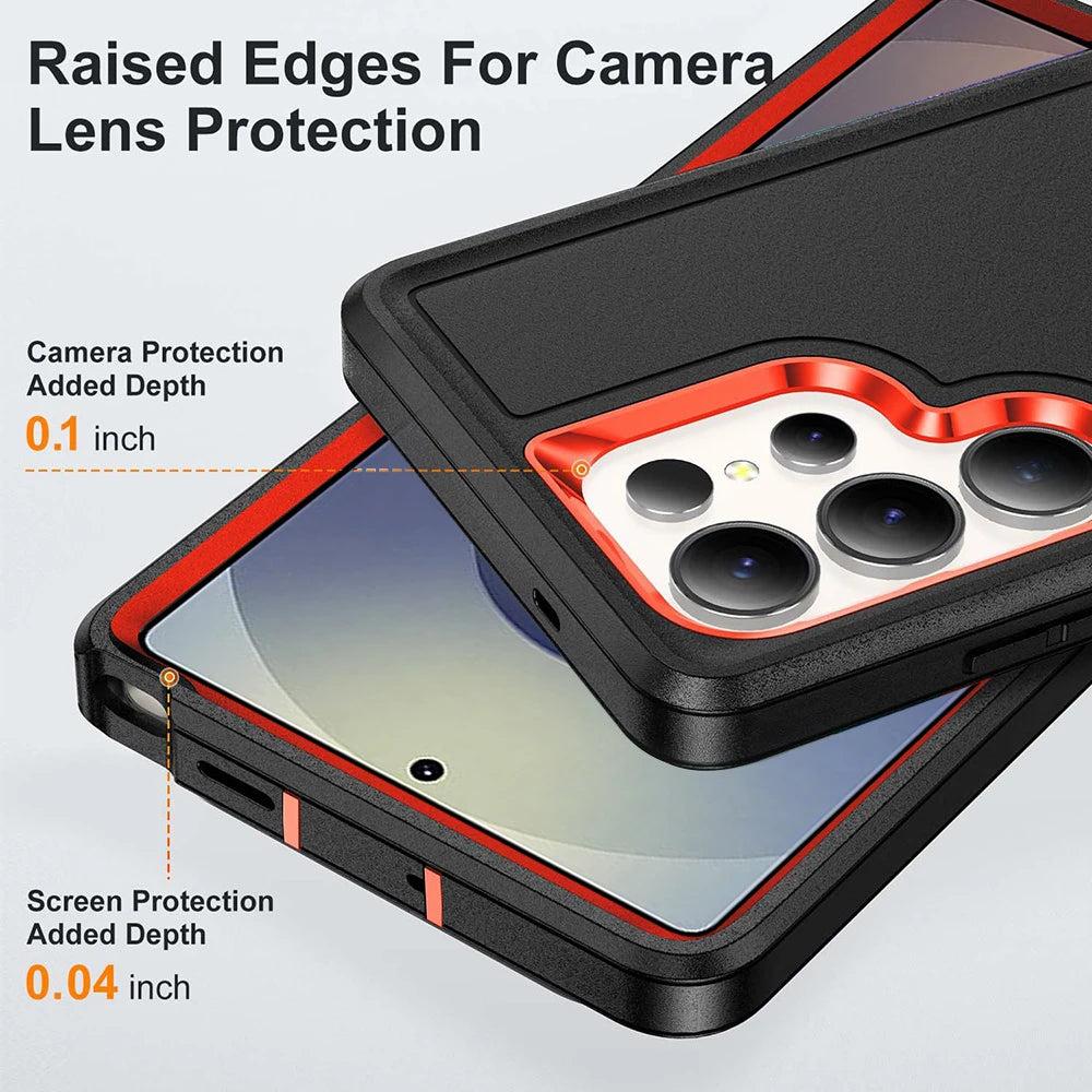 Rugged Armor Phone Case for Samsung Galaxy with Built-In Kickstand & Camera Protection | Military Grade Impact Resistant Cover | Thomler