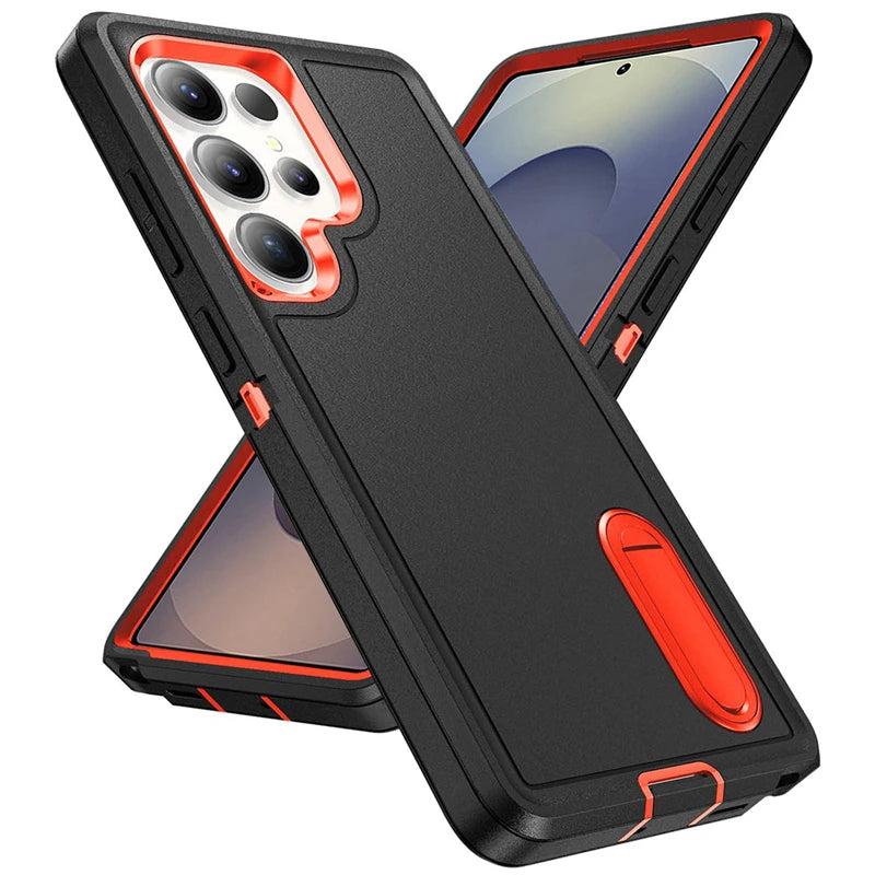 Rugged Armor Phone Case for Samsung Galaxy with Built-In Kickstand & Camera Protection | Military Grade Impact Resistant Cover | Thomler