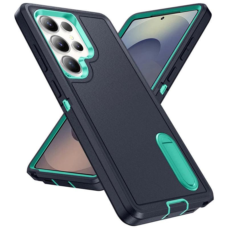 Rugged Armor Phone Case for Samsung Galaxy with Built-In Kickstand & Camera Protection | Military Grade Impact Resistant Cover | Thomler