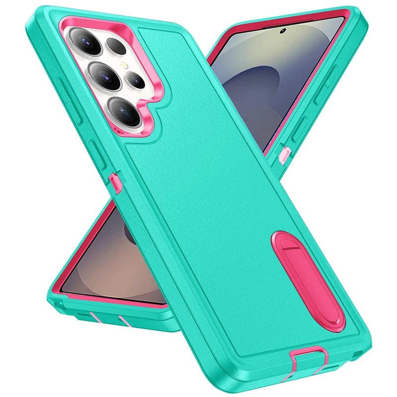 Rugged Armor Phone Case for Samsung Galaxy with Built-In Kickstand & Camera Protection | Military Grade Impact Resistant Cover | Thomler