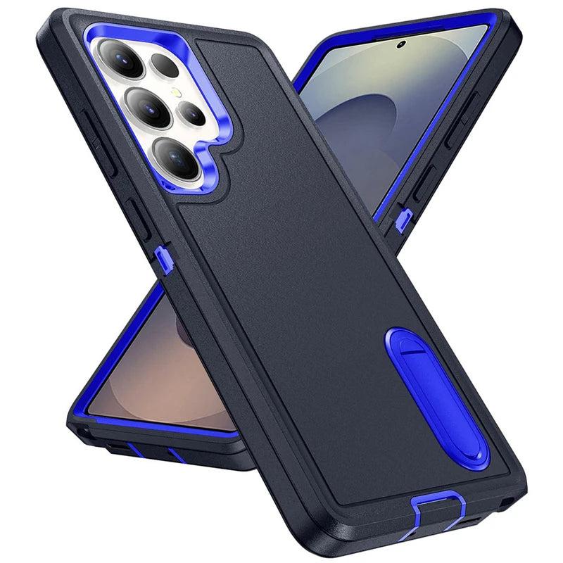 Rugged Armor Phone Case for Samsung Galaxy with Built-In Kickstand & Camera Protection | Military Grade Impact Resistant Cover | Thomler