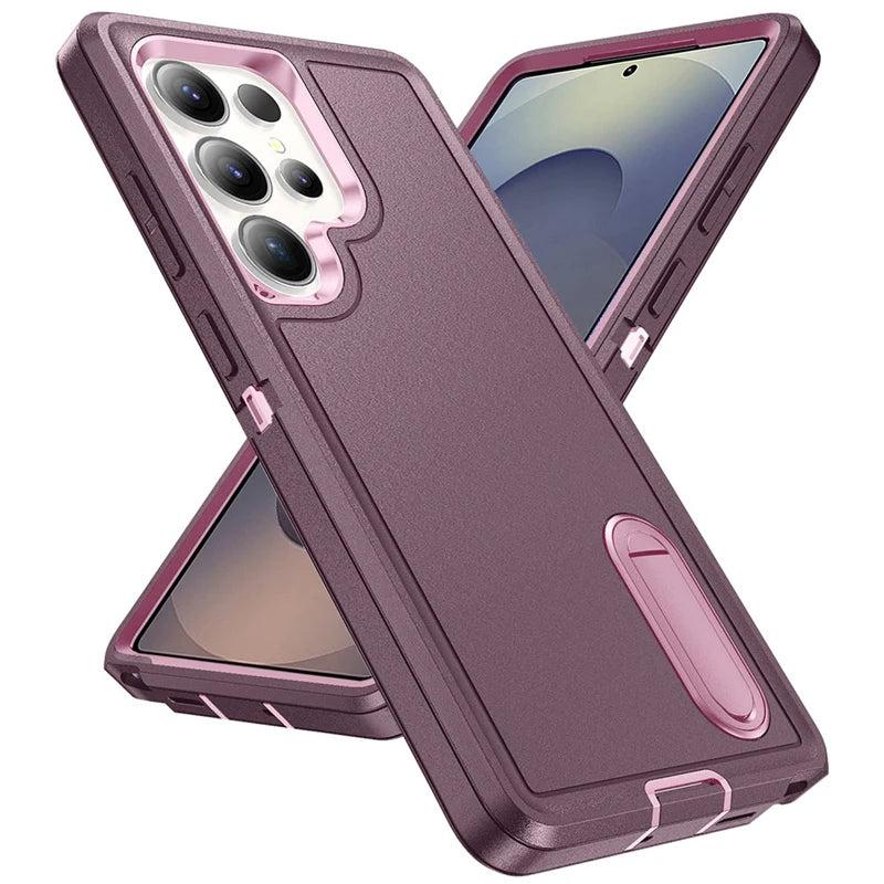 Rugged Armor Phone Case for Samsung Galaxy with Built-In Kickstand & Camera Protection | Military Grade Impact Resistant Cover | Thomler