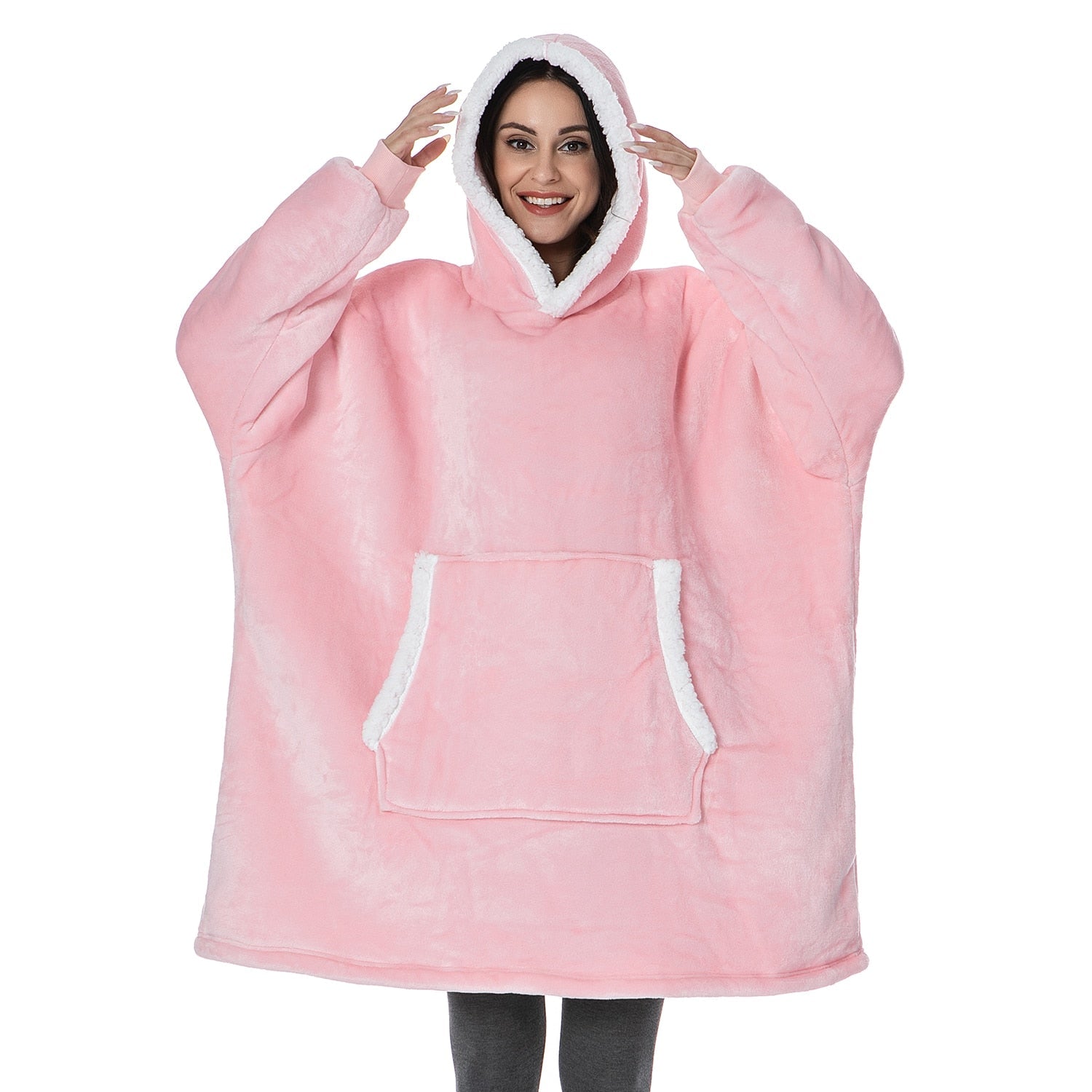 Oversized Wearable Blanket Hoodie with Pocket – Soft Fleece Throw for Couch & Bed – One Size Adults & Teens | Thomler