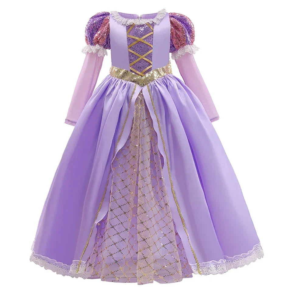 Girls Party Dress with Appliqués and Voluminous Long Sleeves for Special Occasions | Thomler