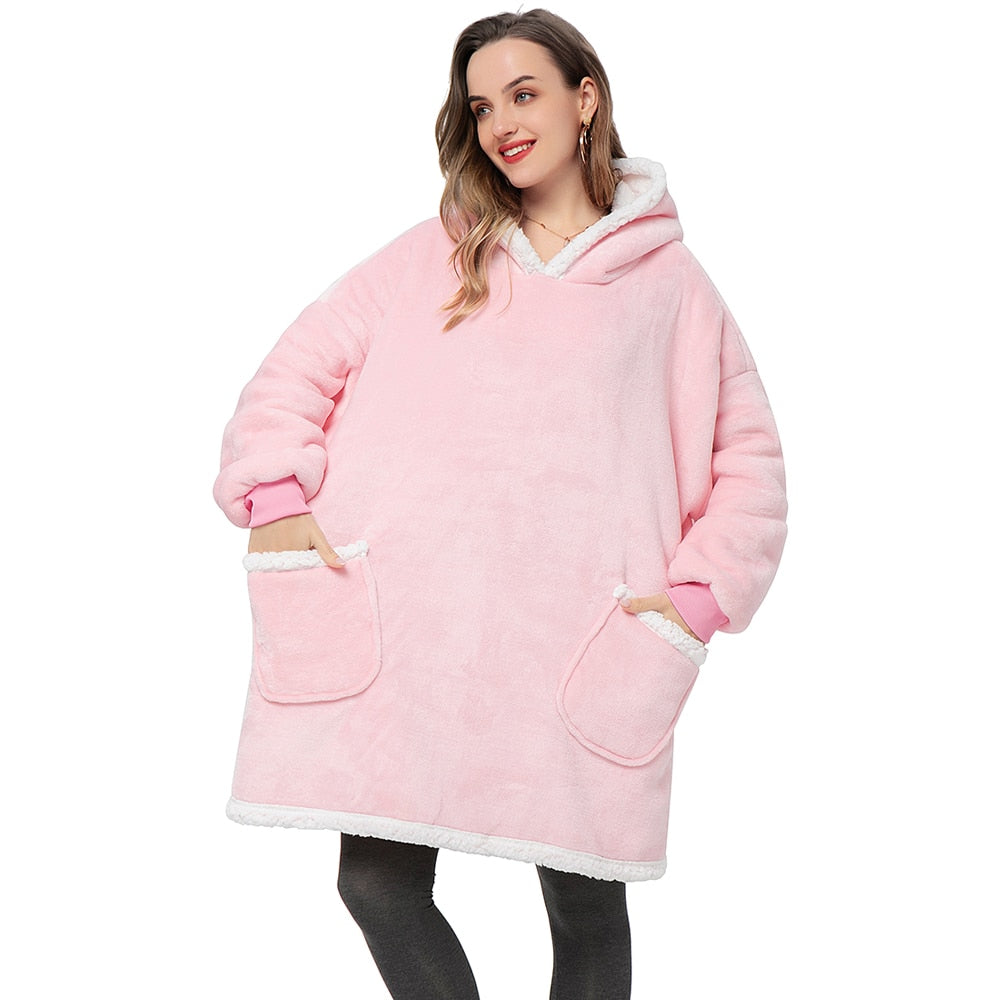 Oversized Wearable Blanket Hoodie with Pocket – Soft Fleece Throw for Couch & Bed – One Size Adults & Teens | Thomler
