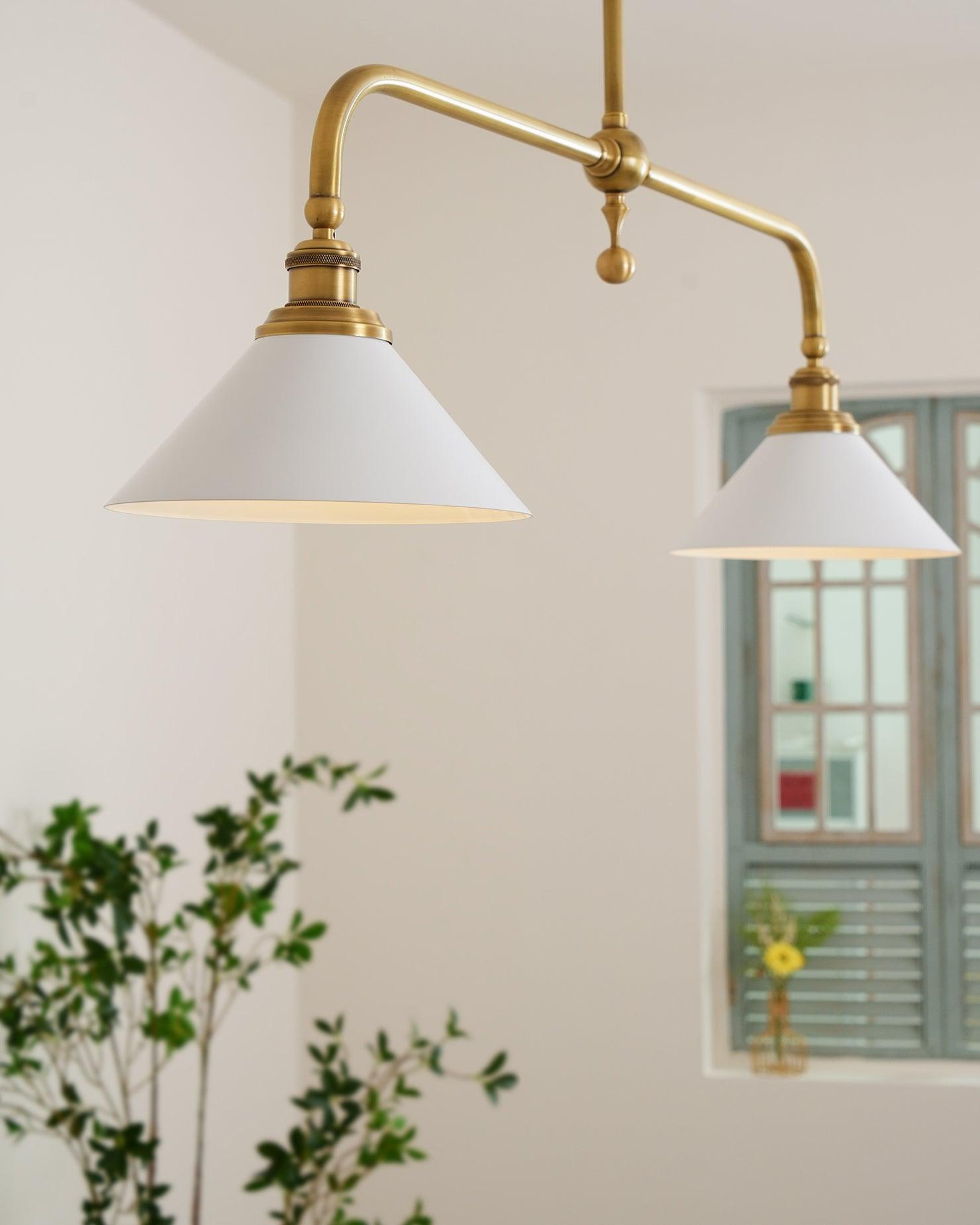 Pendant Light Aluminum Ceramic 40 in Adjustable Dining Table Island Hanging Ceiling Lamp White Modern Minimalist Lighting | Thomler