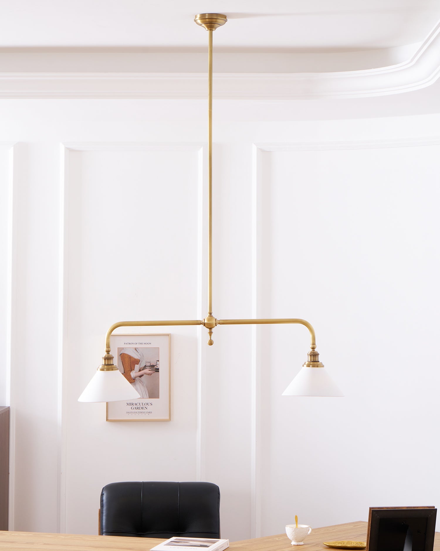 Pendant Light Aluminum Ceramic 40 in Adjustable Dining Table Island Hanging Ceiling Lamp White Modern Minimalist Lighting | Thomler
