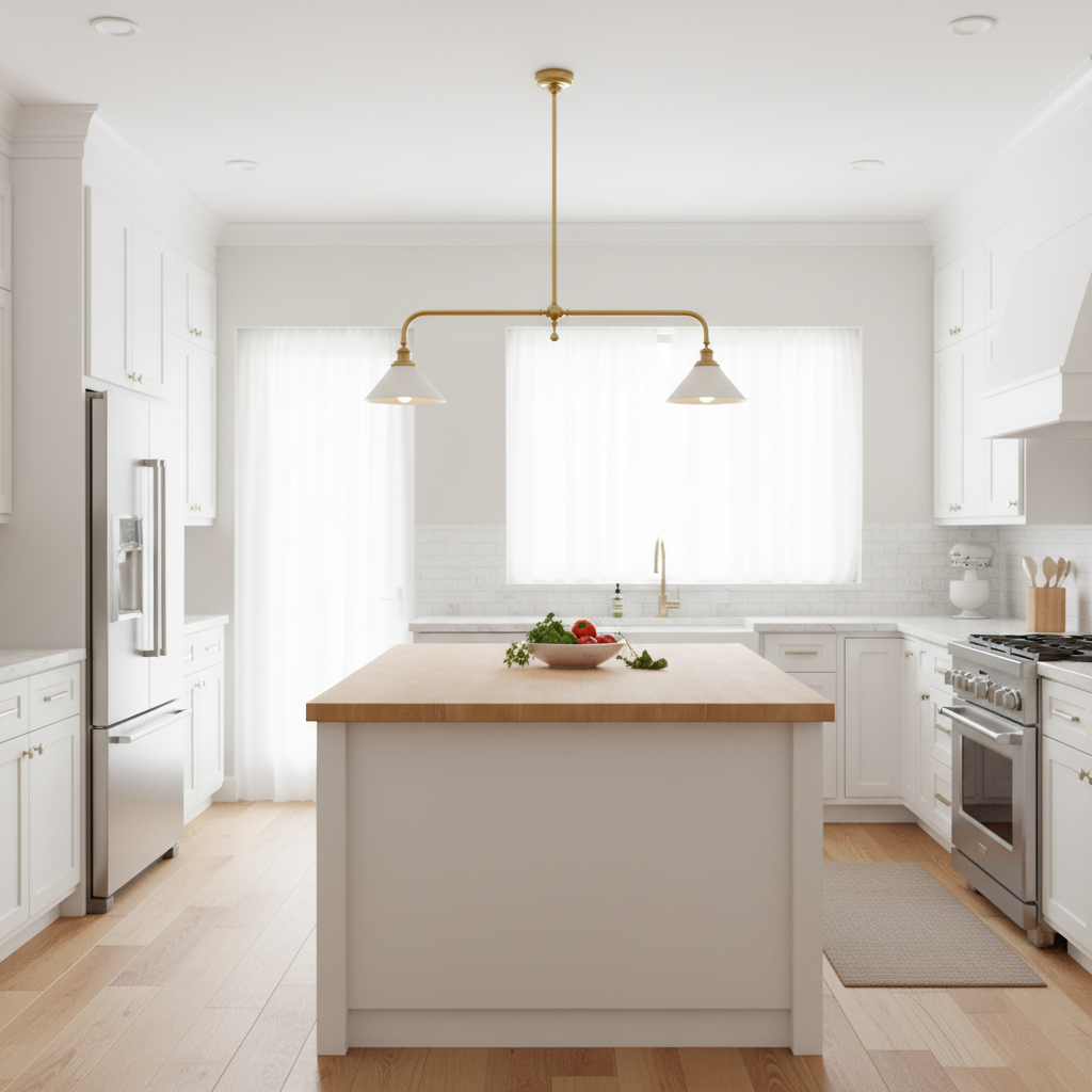 Pendant Light Aluminum Ceramic 40 in Adjustable Dining Table Island Hanging Ceiling Lamp White Modern Minimalist Lighting | Thomler