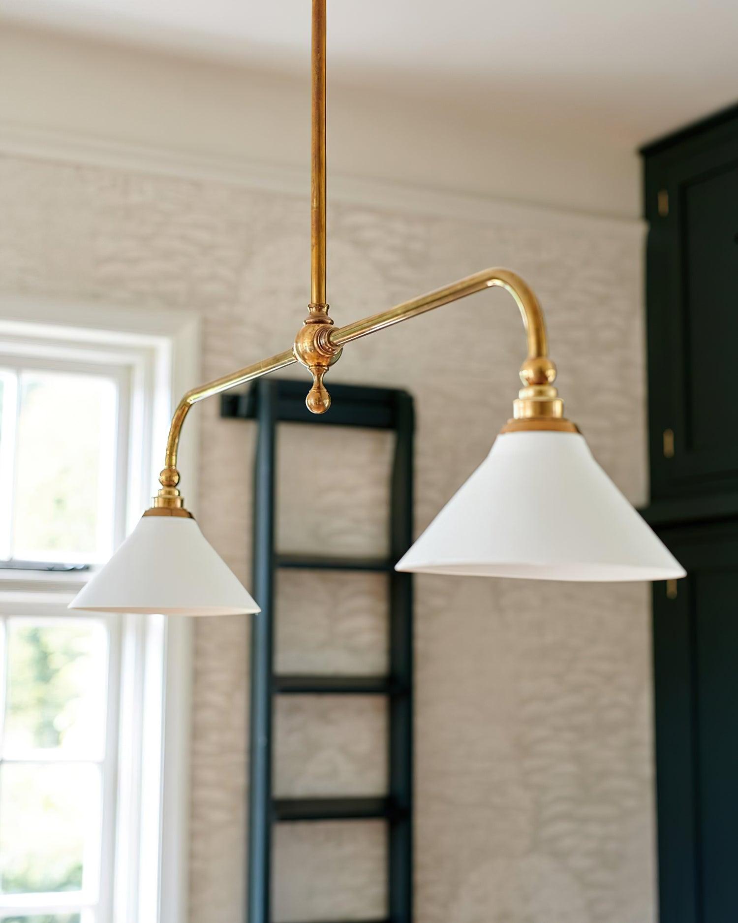 Pendant Light Aluminum Ceramic 40 in Adjustable Dining Table Island Hanging Ceiling Lamp White Modern Minimalist Lighting | Thomler