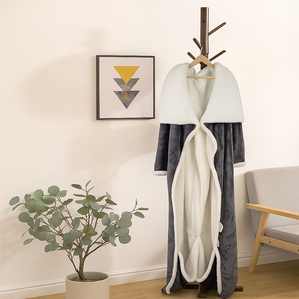 Heated Wearable Throw Blanket with Fleece & Sherpa Lining – 6 Heat Settings | Thomler