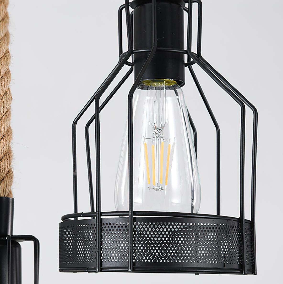 Natural Fiber Cord Multi-Light Hanging Fixture with Metal Canopy for Dining Room & Bar | Thomler