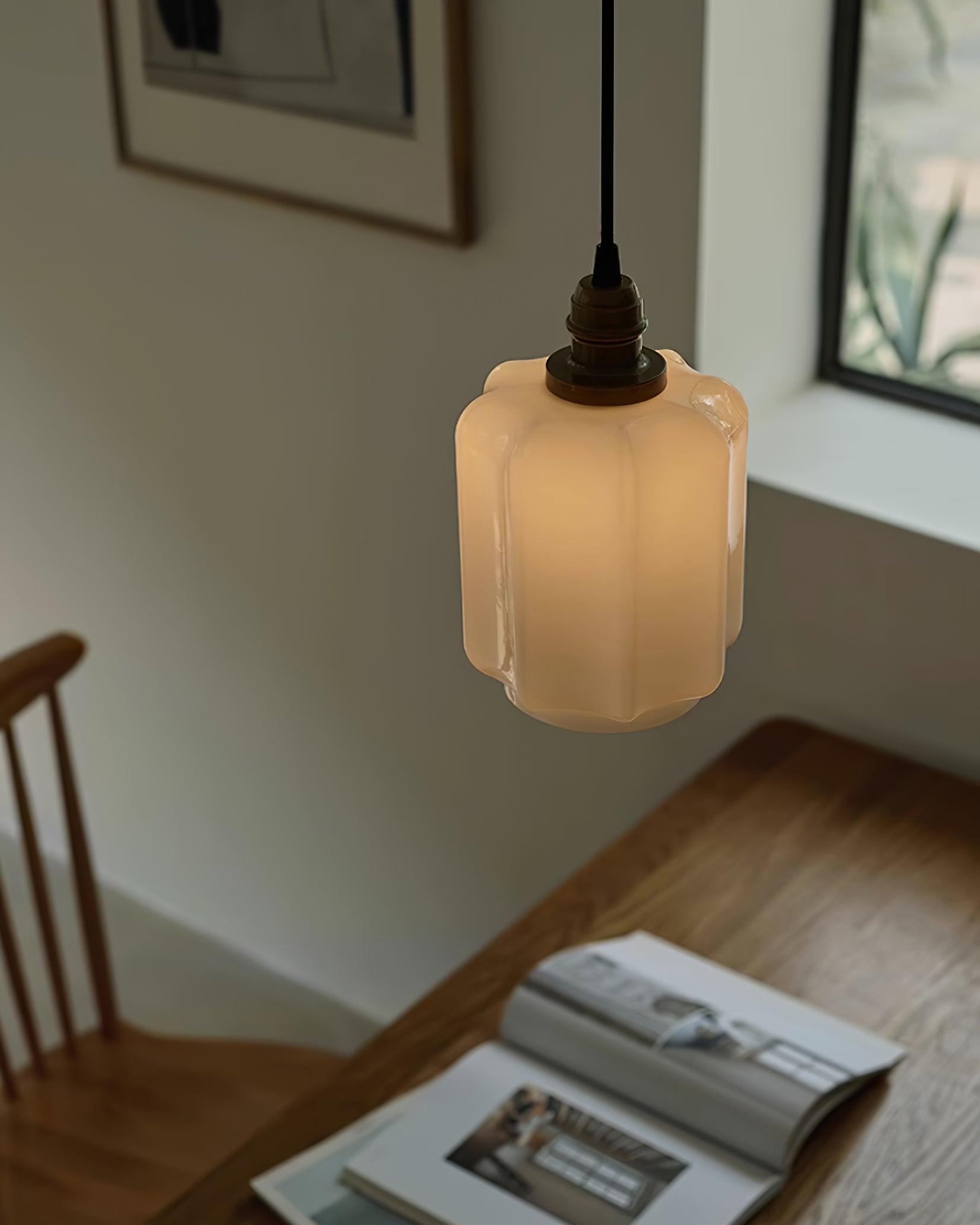 Pendant Light Glass Globe 5.9 in White Brass Bedroom Dining Room Hanging Ceiling Fixture Adjustable Cord | Thomler