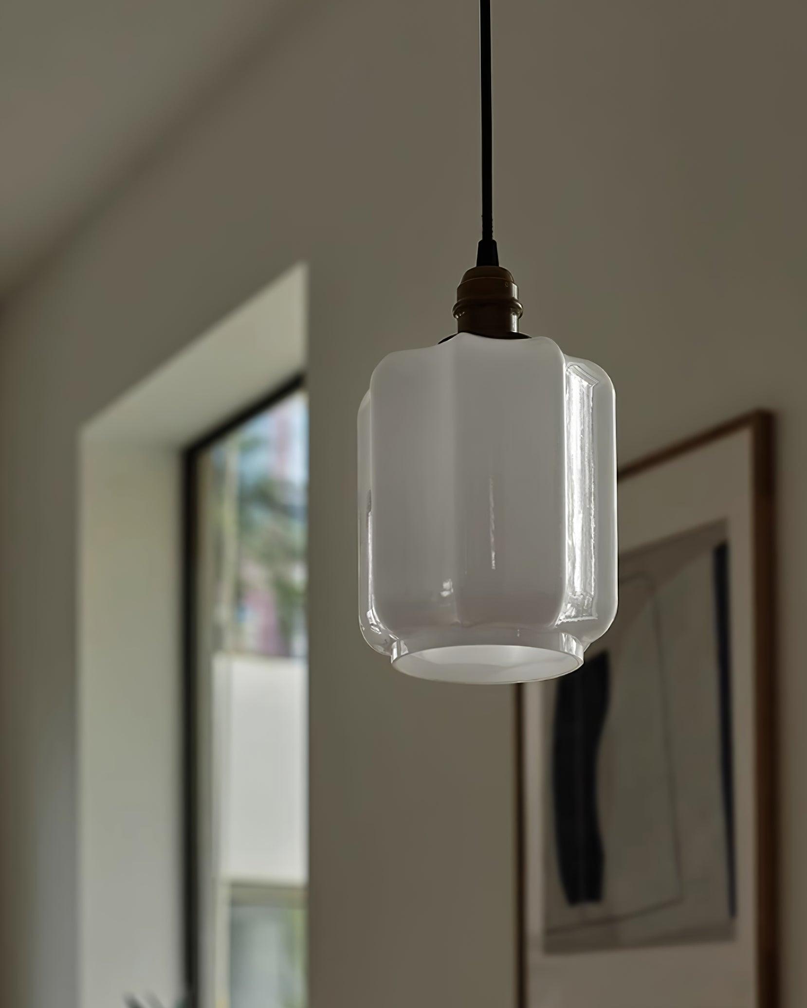 Pendant Light Glass Globe 5.9 in White Brass Bedroom Dining Room Hanging Ceiling Fixture Adjustable Cord | Thomler