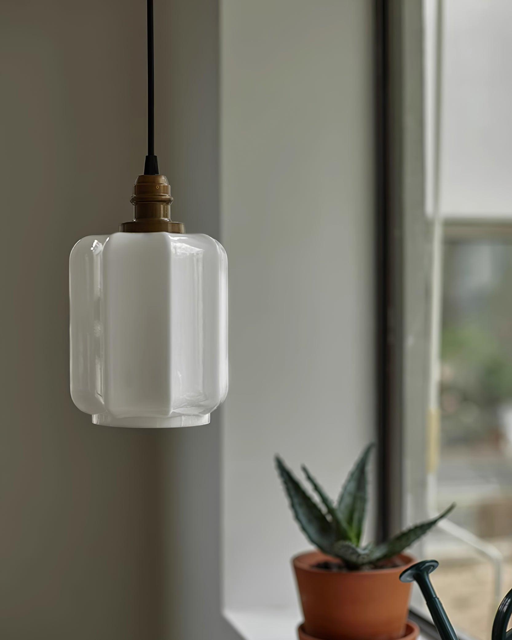 Pendant Light Glass Globe 5.9 in White Brass Bedroom Dining Room Hanging Ceiling Fixture Adjustable Cord | Thomler