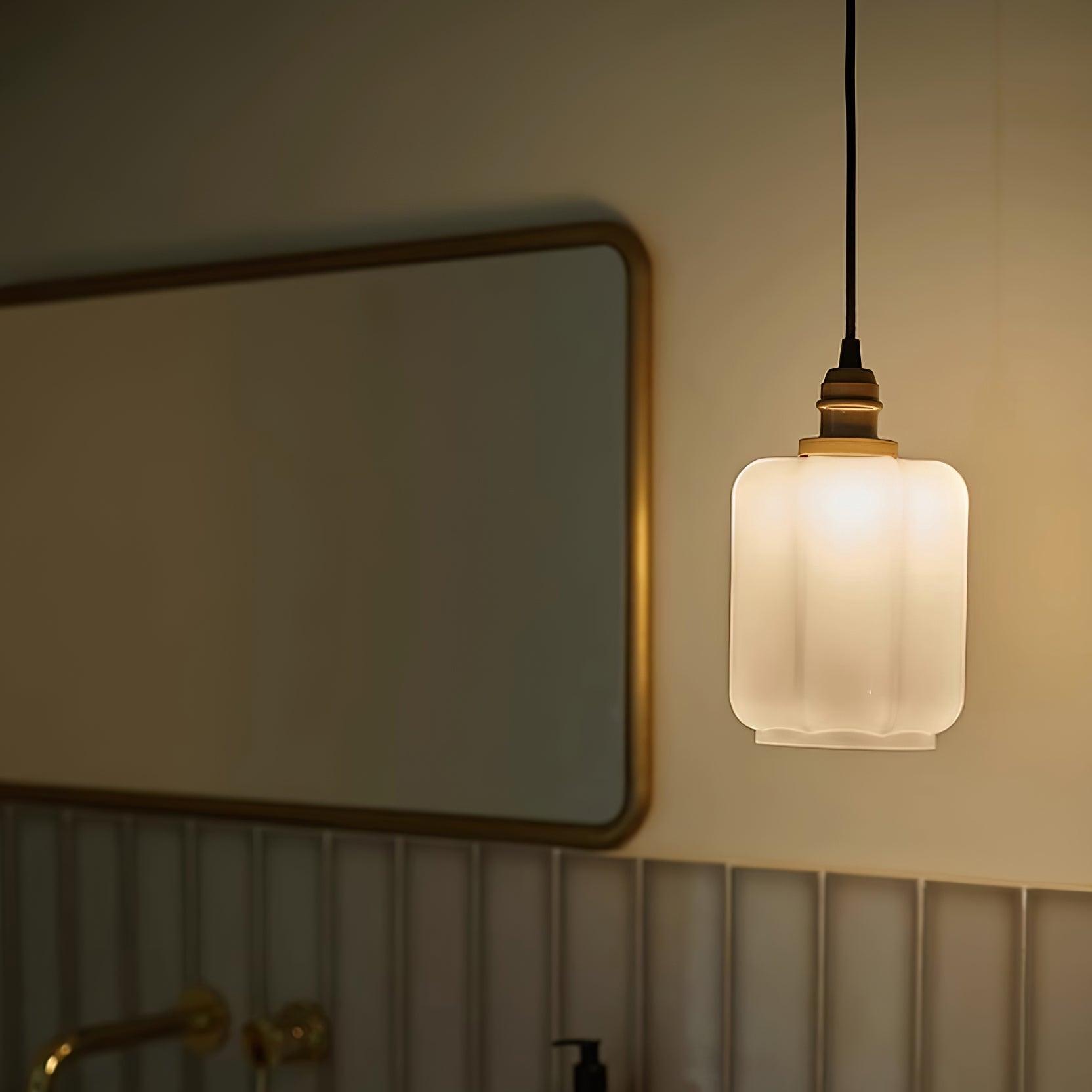 Pendant Light Glass Globe 5.9 in White Brass Bedroom Dining Room Hanging Ceiling Fixture Adjustable Cord | Thomler