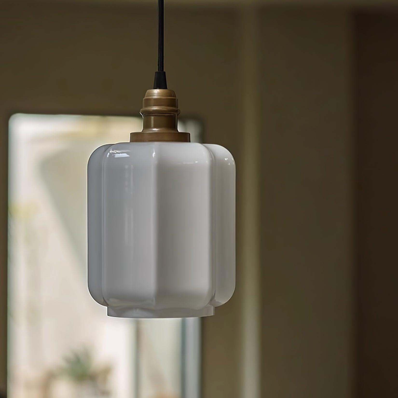 Pendant Light Glass Globe 5.9 in White Brass Bedroom Dining Room Hanging Ceiling Fixture Adjustable Cord | Thomler