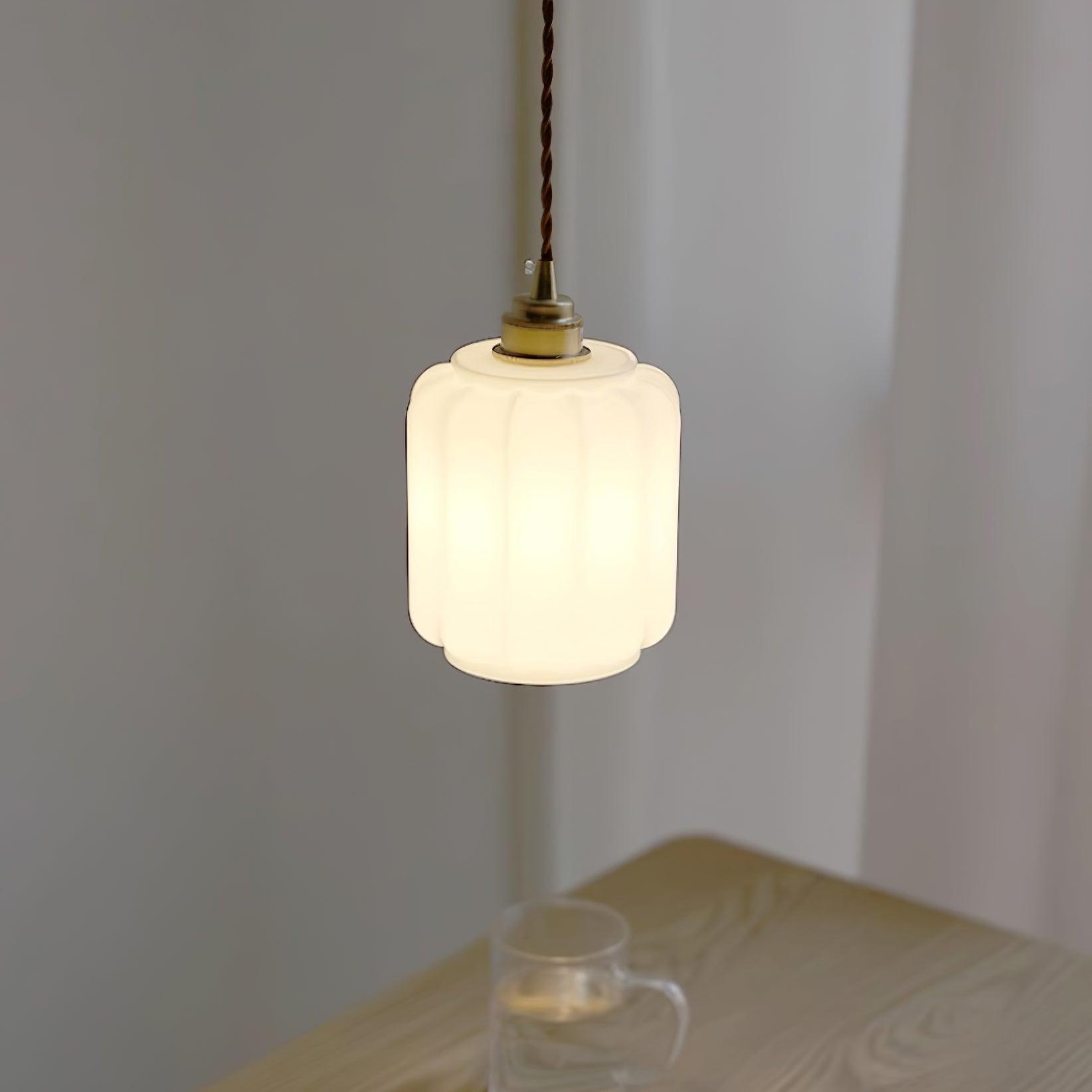 Pendant Light Glass Globe 5.9 in White Brass Bedroom Dining Room Hanging Ceiling Fixture Adjustable Cord | Thomler