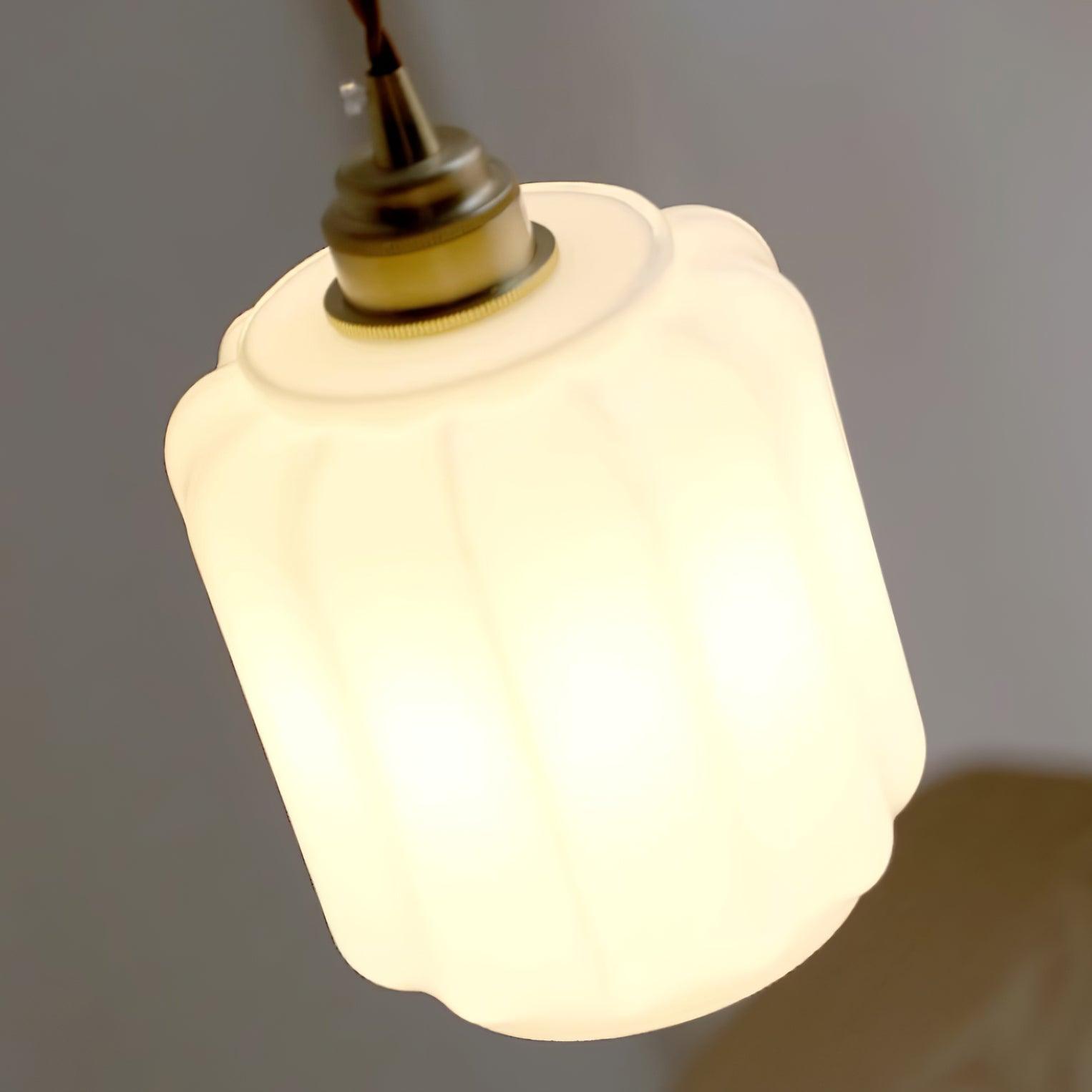 Pendant Light Glass Globe 5.9 in White Brass Bedroom Dining Room Hanging Ceiling Fixture Adjustable Cord | Thomler