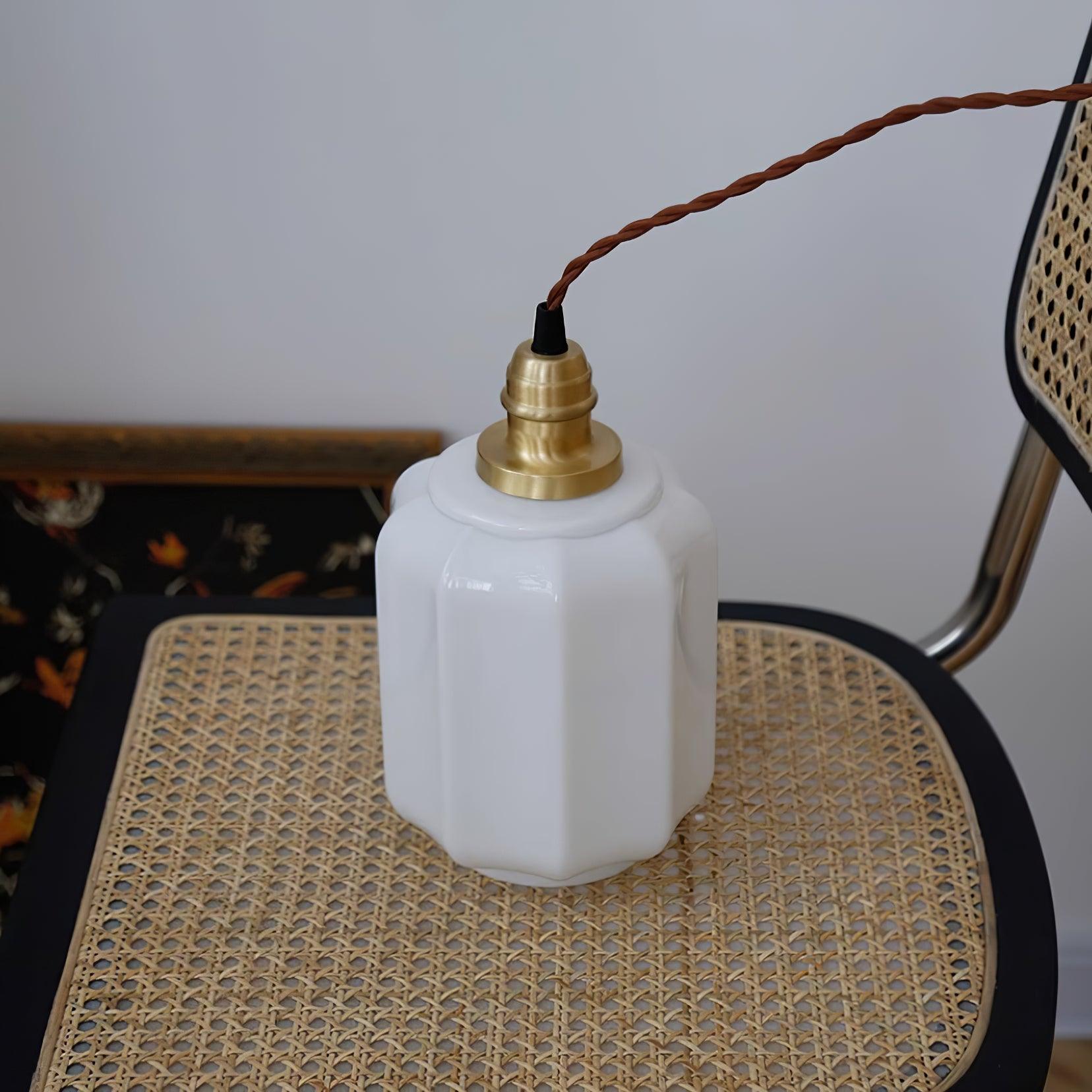 Pendant Light Glass Globe 5.9 in White Brass Bedroom Dining Room Hanging Ceiling Fixture Adjustable Cord | Thomler