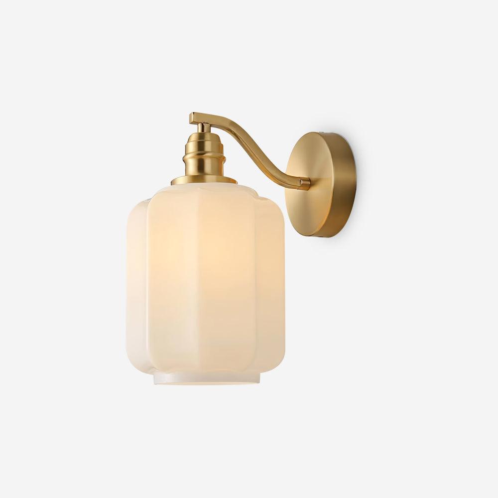 Wall Lamp Brass 9.8 in White Glass Indoor Bedroom Living Room Accent Light | Thomler