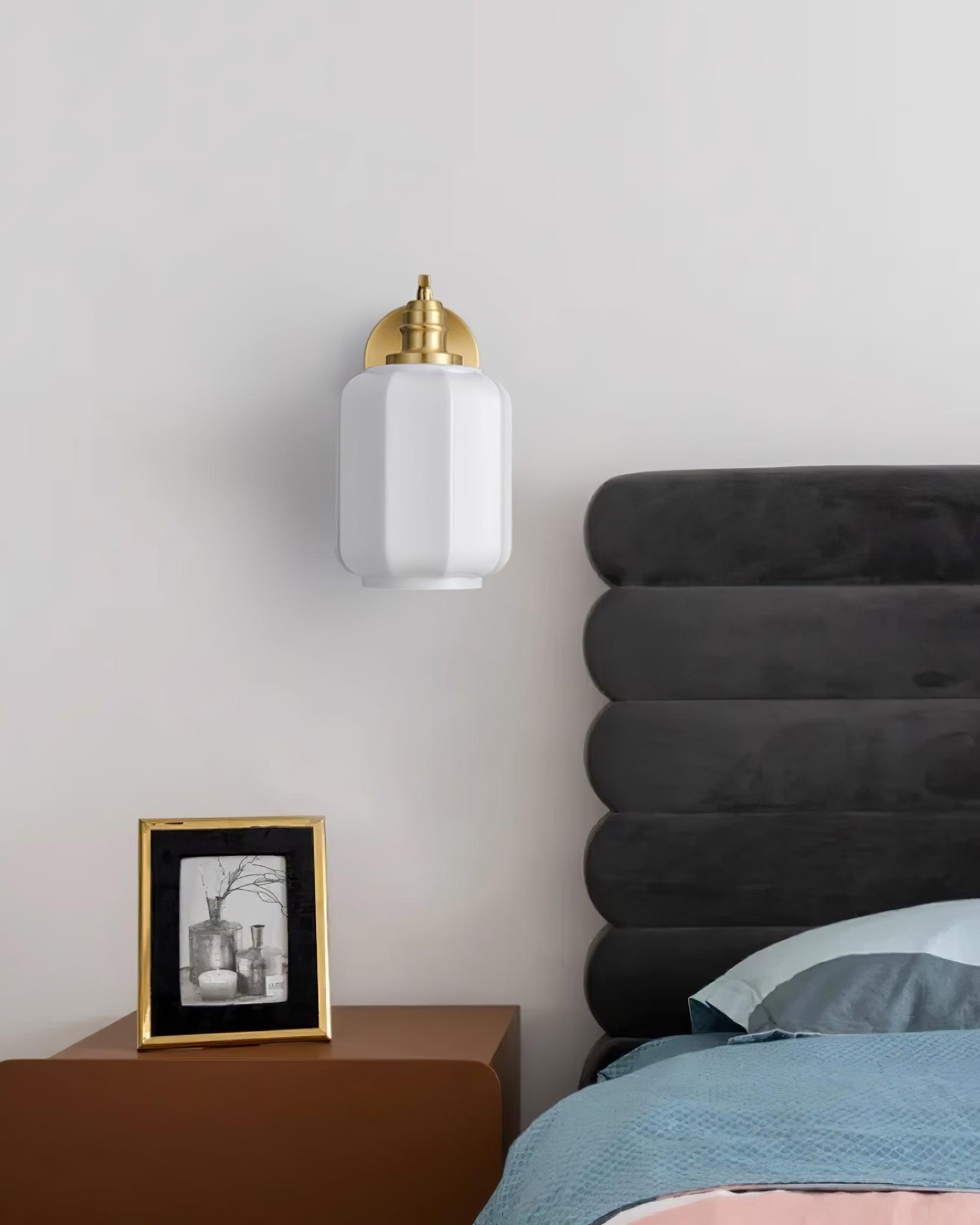 Wall Lamp Brass 9.8 in White Glass Indoor Bedroom Living Room Accent Light | Thomler
