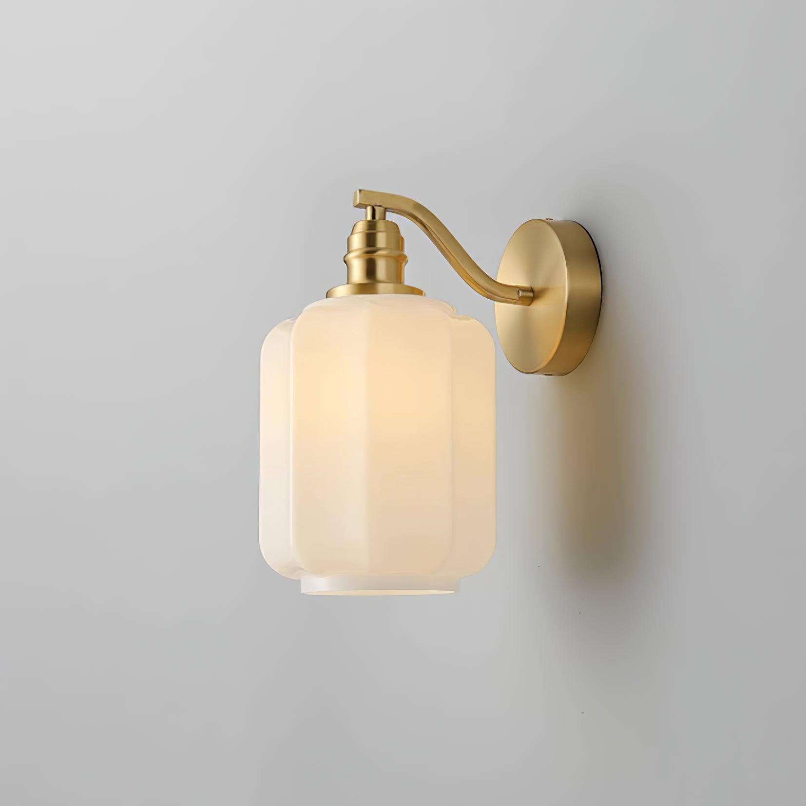 Wall Lamp Brass 9.8 in White Glass Indoor Bedroom Living Room Accent Light | Thomler