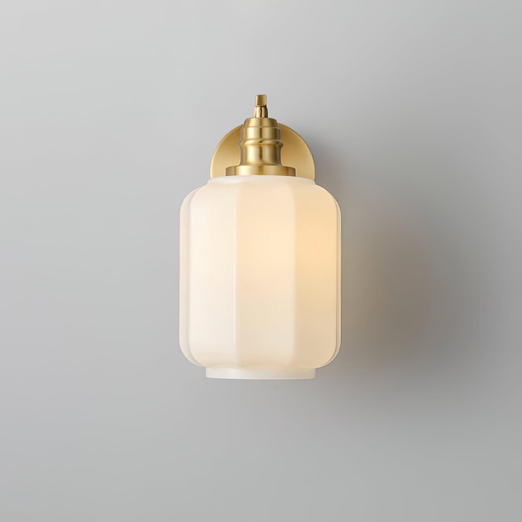 Wall Lamp Brass 9.8 in White Glass Indoor Bedroom Living Room Accent Light | Thomler