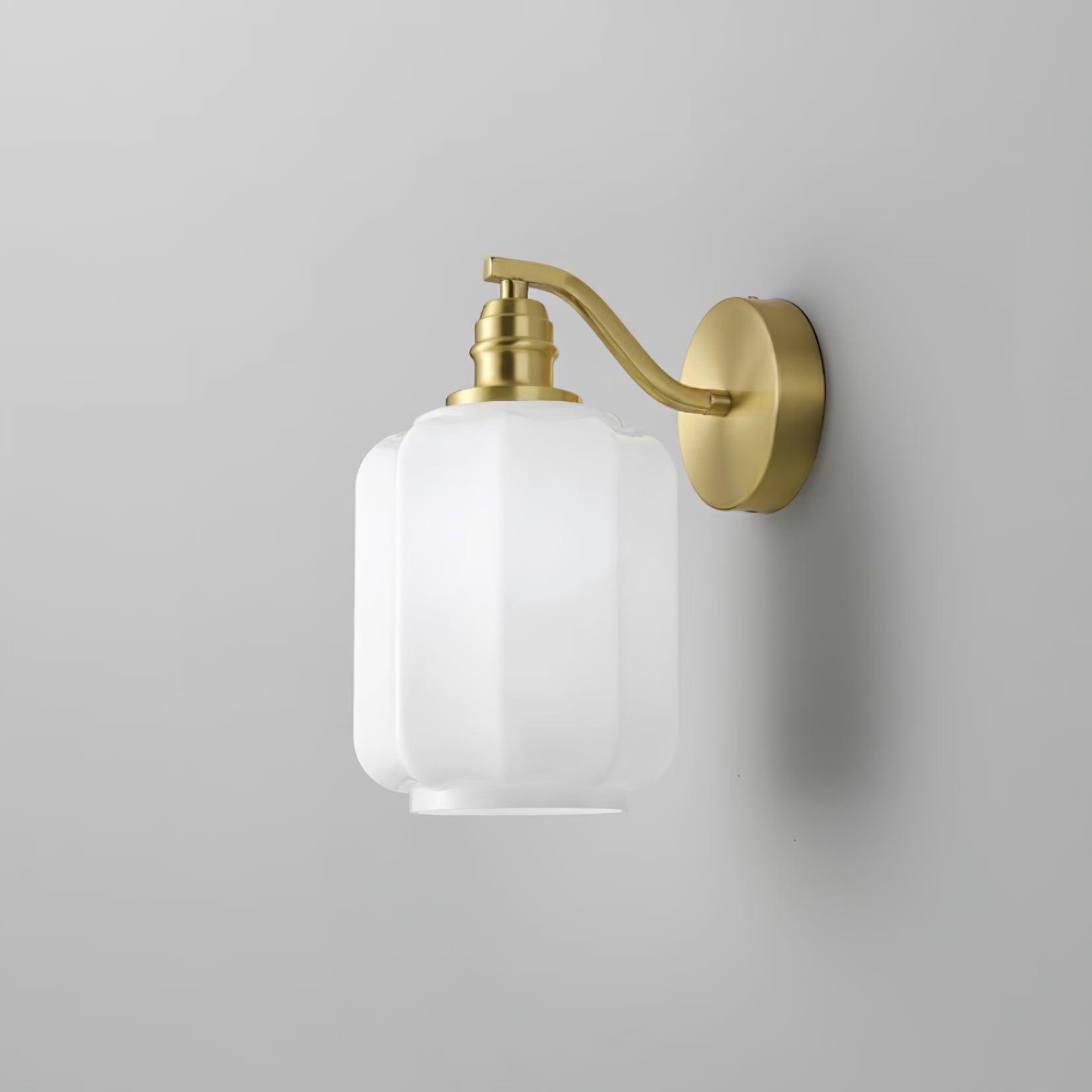 Wall Lamp Brass 9.8 in White Glass Indoor Bedroom Living Room Accent Light | Thomler