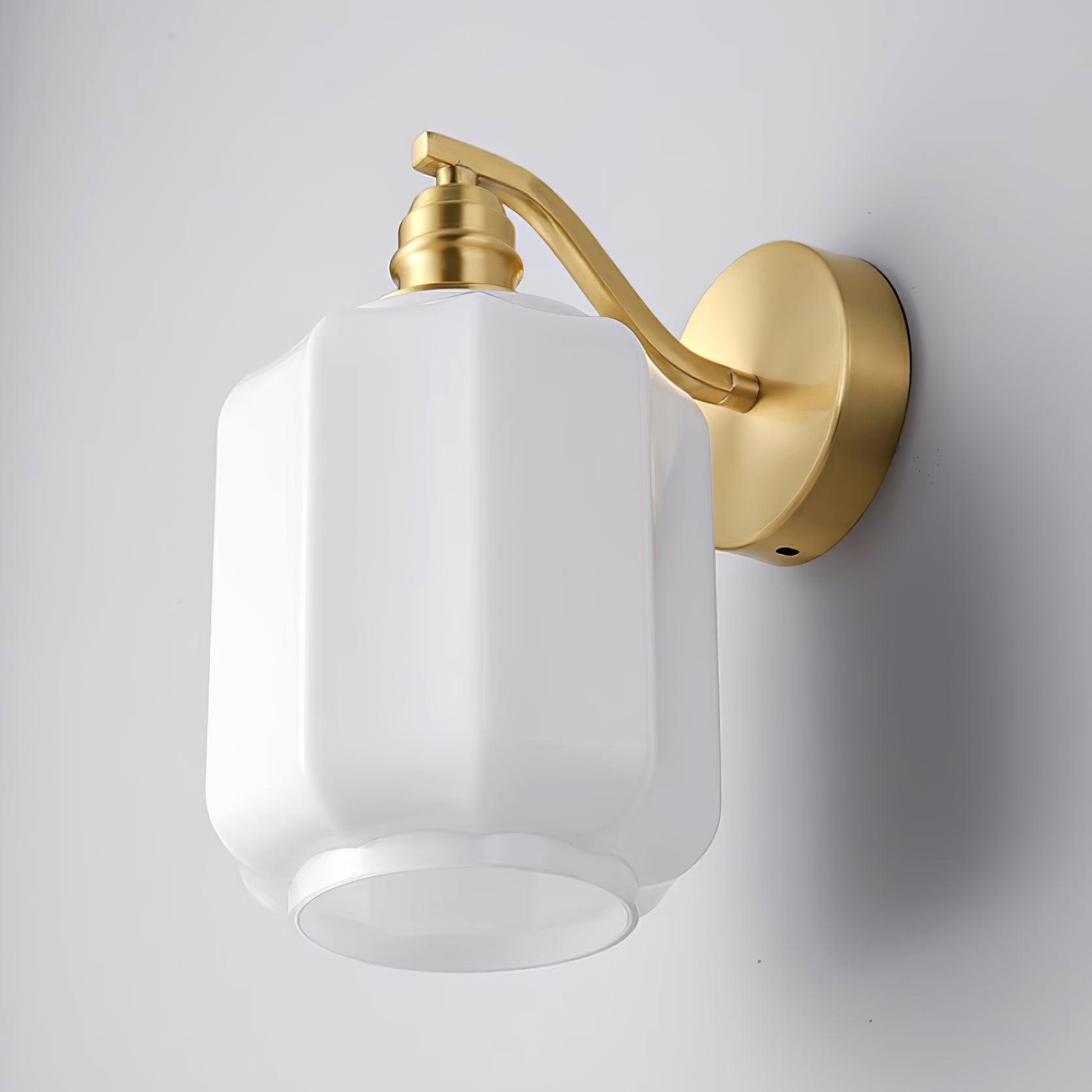 Wall Lamp Brass 9.8 in White Glass Indoor Bedroom Living Room Accent Light | Thomler