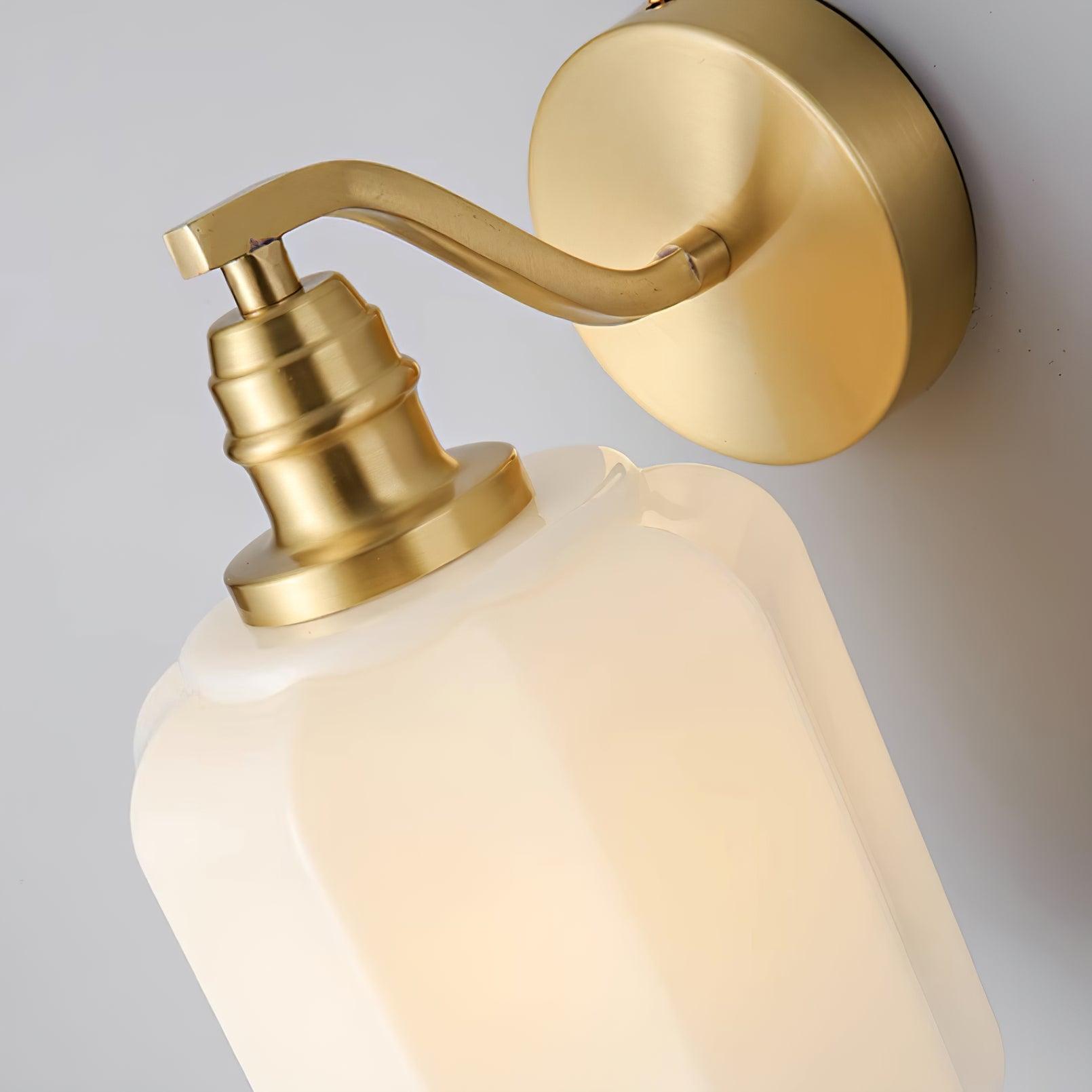 Wall Lamp Brass 9.8 in White Glass Indoor Bedroom Living Room Accent Light | Thomler