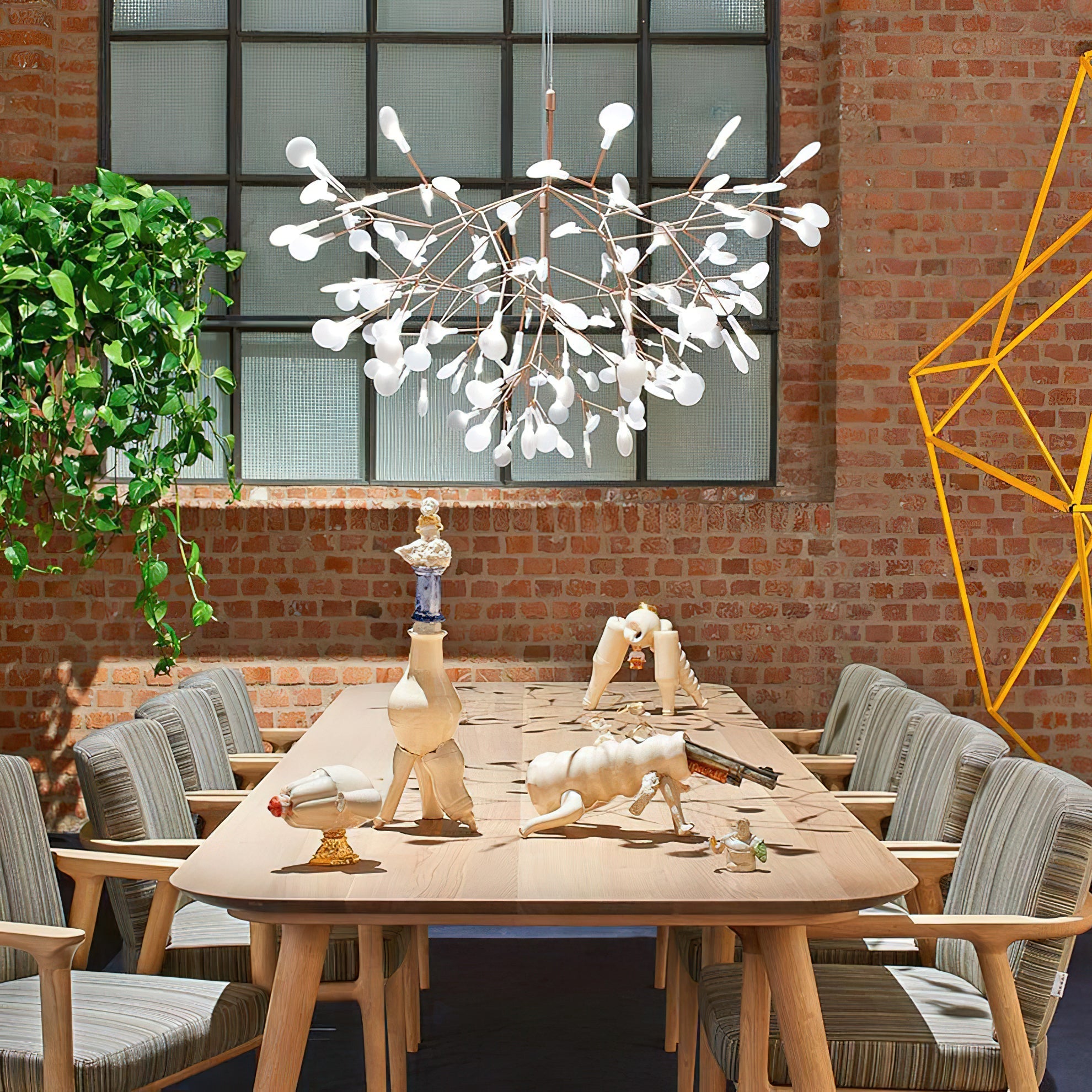 Chandelier Metal Acrylic LED 150.0 cm White Dining Room Sculptural Branch Ceiling Light Fixture | Thomler