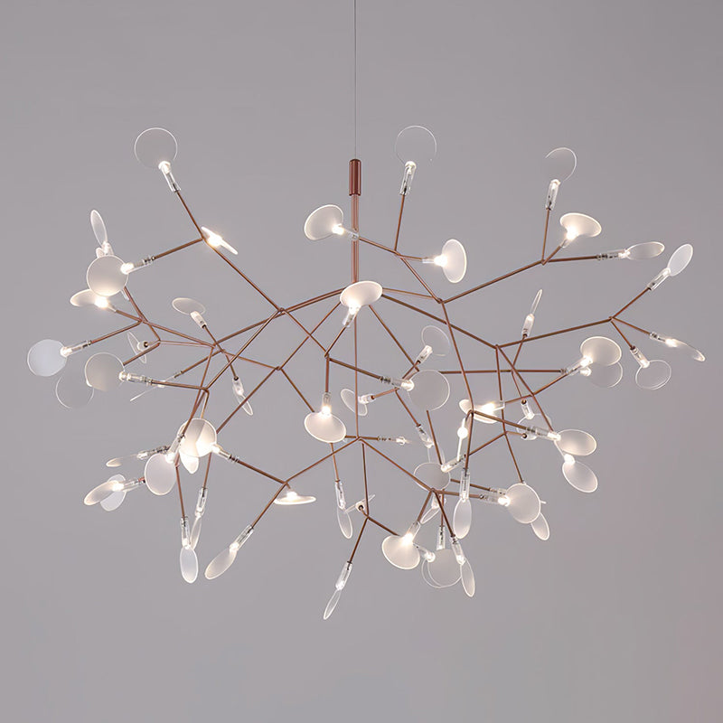 Chandelier Metal Acrylic LED 150.0 cm White Dining Room Sculptural Branch Ceiling Light Fixture | Thomler
