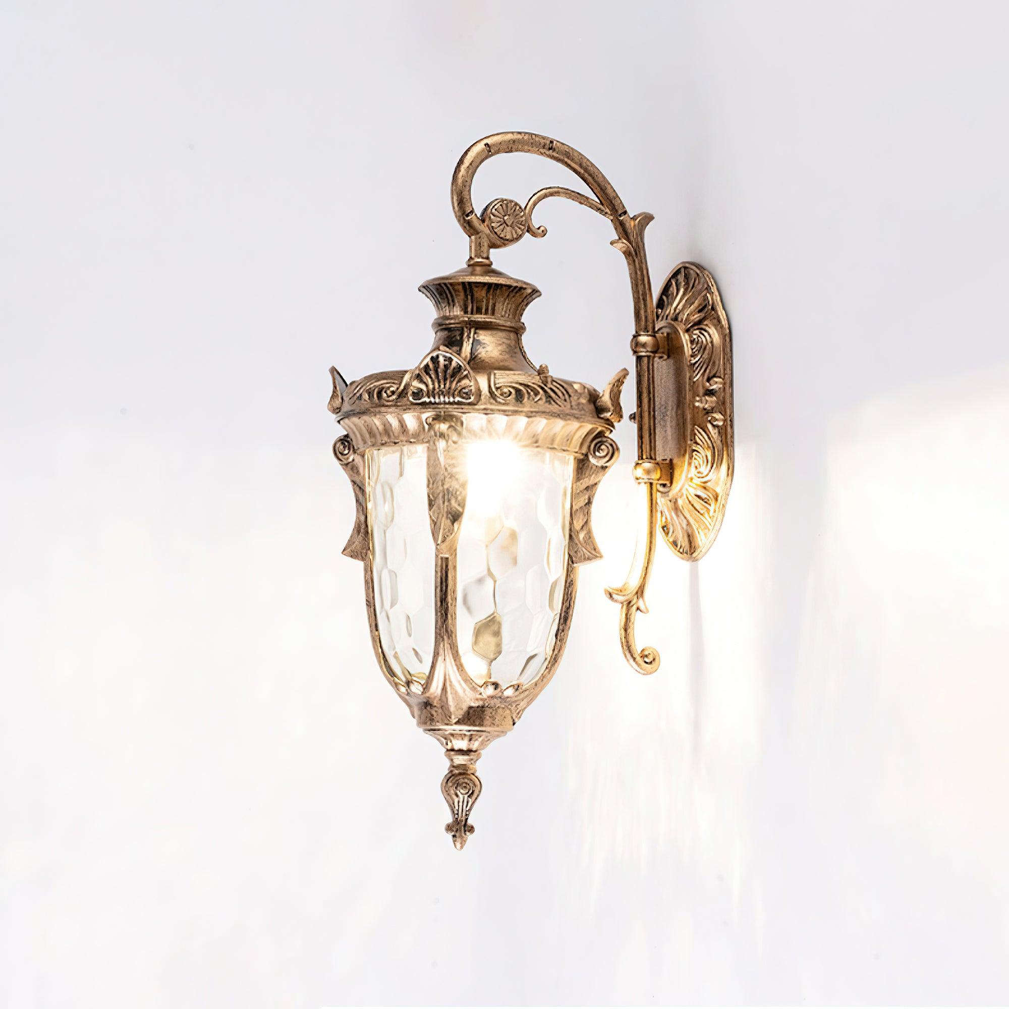 Outdoor Wall Lamp Brass Glass 20.5 in Vintage Garden Porch Exterior Lighting Exterior Wall Sconce | Thomler