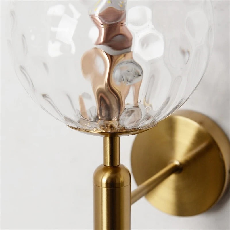 Wall Lamp Glass Globe 5.5 in Black Gold Bedroom Hallway Ambient Lighting Fixture Modern Minimalist Sconce | Thomler
