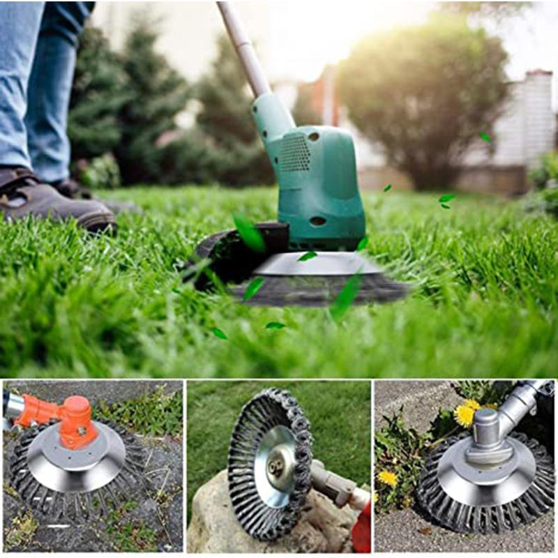 Steel Wire Weed Trimmer Attachment for String Trimmers – 36-Bristle Brush Head for Edging & Tough Weeds – 6 in Diameter | Thomler