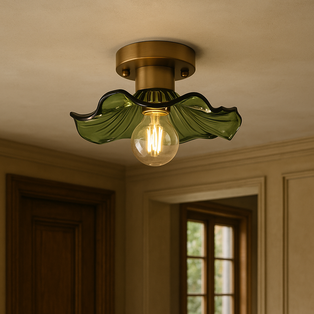 Ceiling Light Glass Aluminium 58.4 cm 23.0 Inch Green Hallway Bedroom Flush Mount Lighting | Thomler
