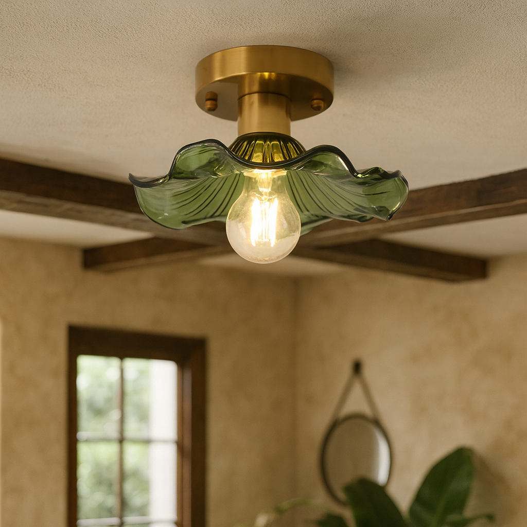 Ceiling Light Glass Aluminium 58.4 cm 23.0 Inch Green Hallway Bedroom Flush Mount Lighting | Thomler