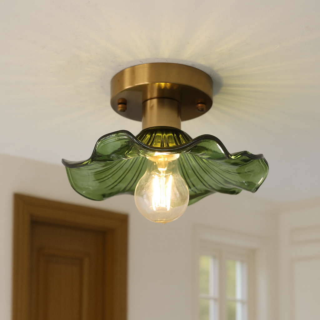 Ceiling Light Glass Aluminium 58.4 cm 23.0 Inch Green Hallway Bedroom Flush Mount Lighting | Thomler