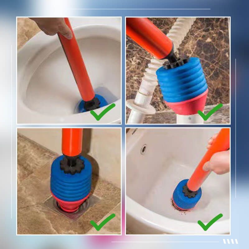 Air-Powered Drain Blaster for Clogged Toilets – ABS Construction Ergonomic Handle Mess-Free Unclogging Tool 0-8 PSI Pressure System | Thomler