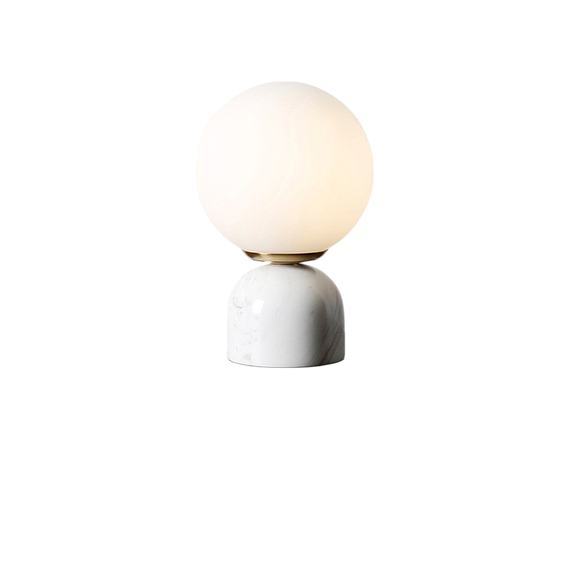 Table Lamp Marble Base Frosted Glass Ø15.0 cm H9.0 cm Warm Light Bedroom Living Room Nightstand Mood Lighting | Thomler