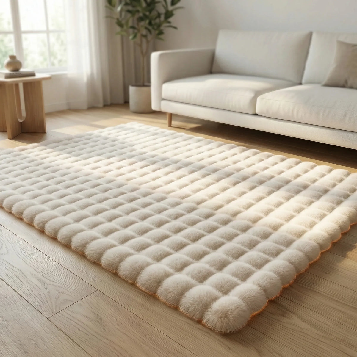 Plush Shag Area Rug with Cloud Texture Pattern for Living Room, Bedroom & Play Space – Ultra-Soft Cushioned Foam Backing, Non-Slip Grip | Thomler