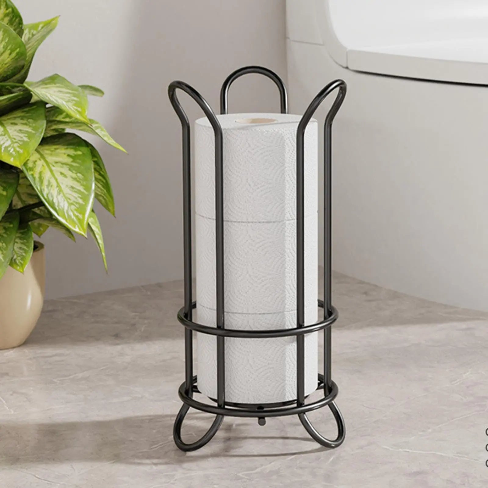 Freestanding Toilet Paper Holder Stand – Vertical Chrome Bathroom Storage Organizer for Spare Rolls | Modern Space-Saving Design | Thomler