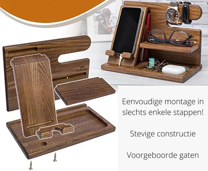 Desktop Caddy with Phone Dock and Accessory Compartments for Office Organization | Thomler